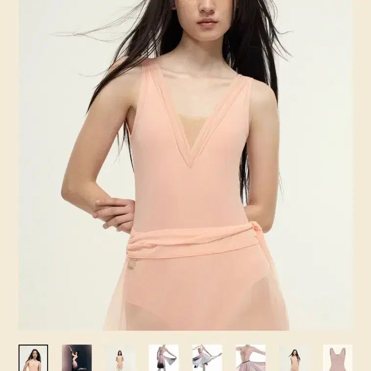 [BUNJANG] Taecho Second Skin Palace-Dress V-Neck LT Blossom Leotard / 태초 레오타드