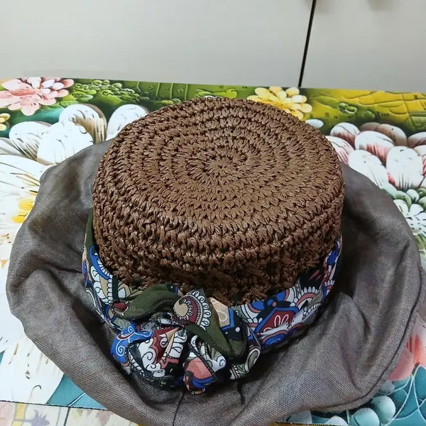 [BUNJANG] Rattan Bucket Hat with Brown Ribbon / 라탄벙거지 밀짚모자 브라운 리본