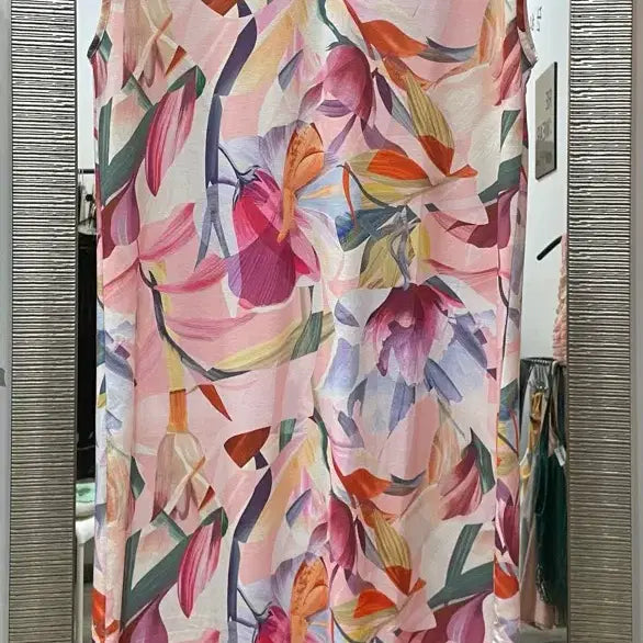 [BUNJANG] V-Neck Sleeveless Dress with Floral Pattern / 화사한 플라워 패턴 민소매 원피스