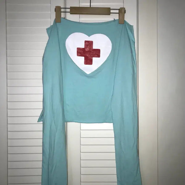 [BUNJANG] Shopfairy Heart Cut Off T-Shirt Mint / 샵페어리 하트 컷 오프 티셔츠 민트