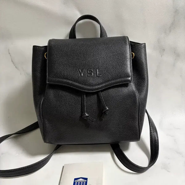 [BUNJANG] Saint Laurent Leather Backpack Black / [A 정품] 입생로랑 레더 백팩 블랙