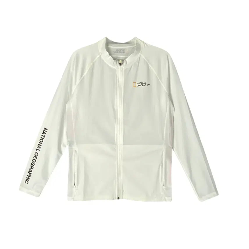 [BUNJANG] National Geographic White Cooling Zip-Up Rash Guard (XXL) / 873. 내셔널지오그래픽 냉감 집업 래쉬가드 화이트 (XXL)