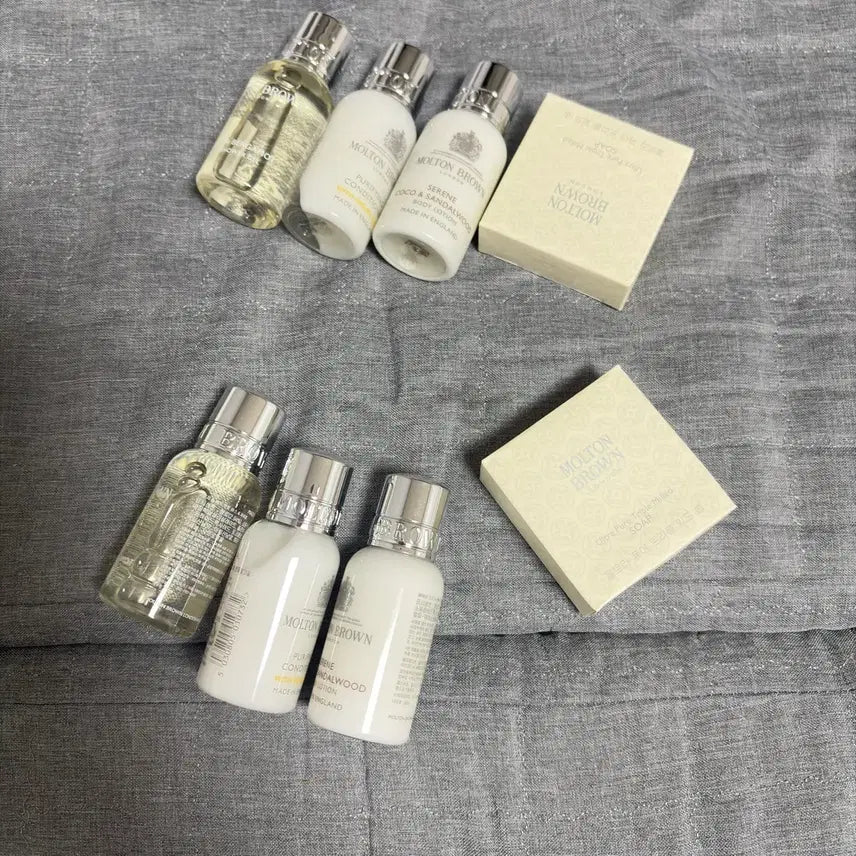 [BUNJANG] Molton Brown 4-Piece Travel Set: Shampoo, Conditioner, Body Lotion, Soap / 몰튼브라운 새상품 4종 세트 샴푸 컨디셔너 바디로션 비누 미니 여행용