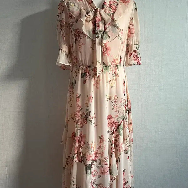 [BUNJANG] Chiffon Floral Ruffle Dress / 수지 쉬폰 꽃무늬 프릴 원피스