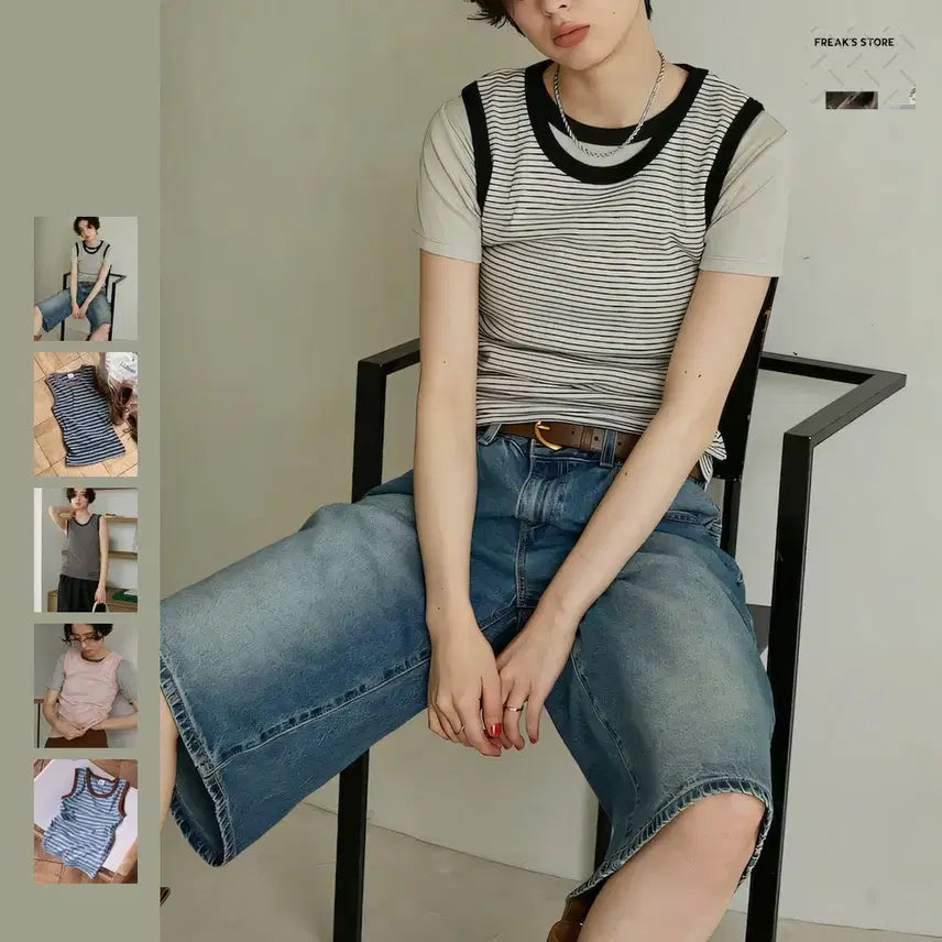 [BUNJANG] Freaks Store Custom Order Ribbed Tank Top / 별주 패널리브 탱크탑