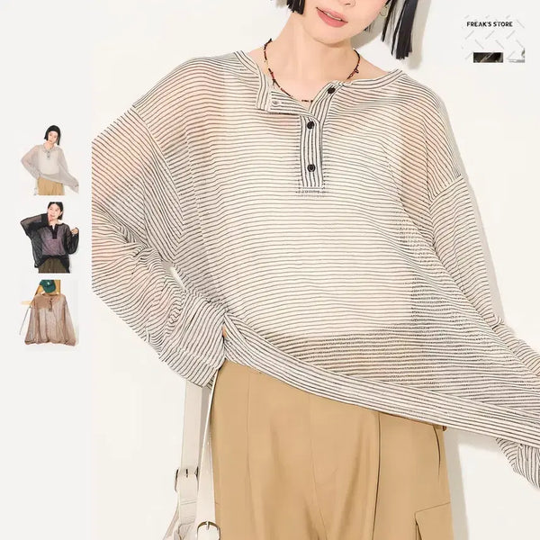 [BUNJANG] FREAK'S STORE Henry Sheer Border Pullover Shirt / 프릭스스토어 헨리 시어 보더 풀오버 셔츠