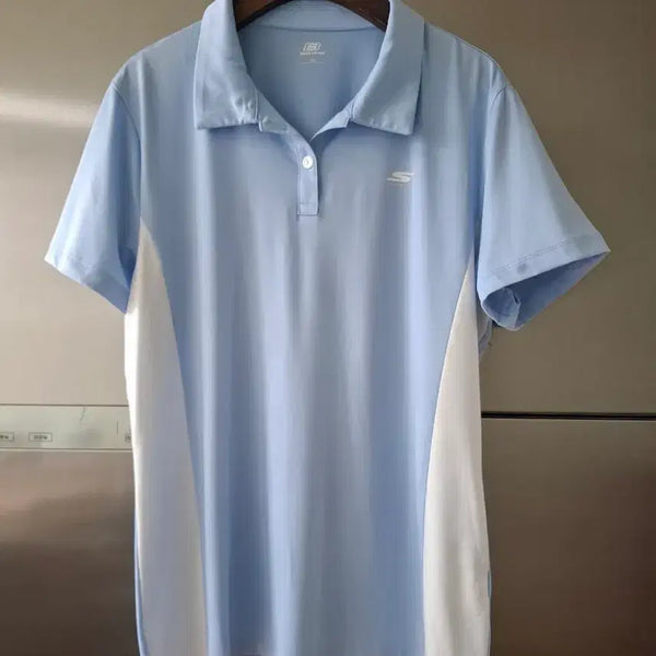 [BUNJANG] Skechers Short Sleeve Polo Shirt Blue/White / 스케쳐스 반팔 카라티 블루/화이트