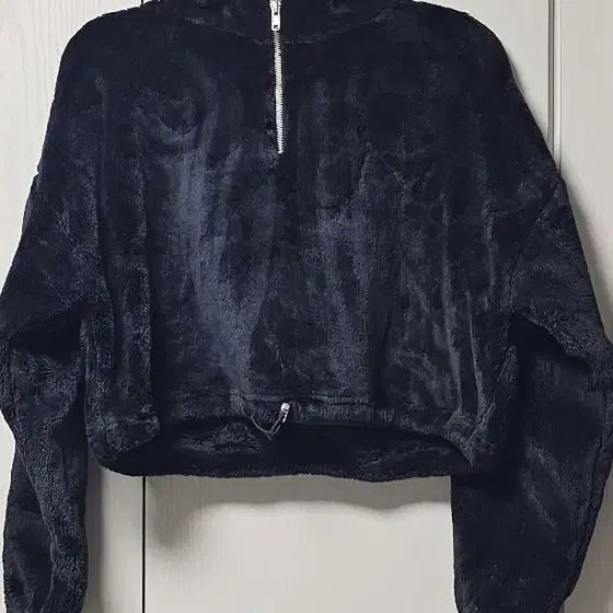 [BUNJANG] Black Cozy Half-Zip Hoodie / 블랙 몽실 후드 집업