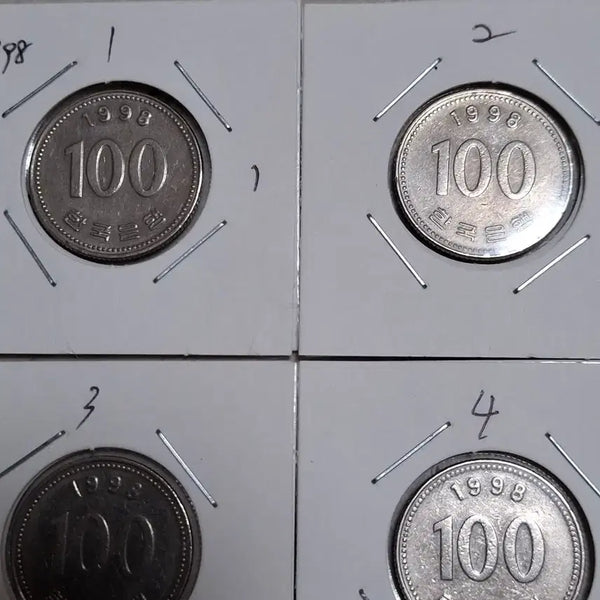 [BUNJANG] 1998 100 Won Coin (4 Pieces) / 특년도 1998 년.    4개