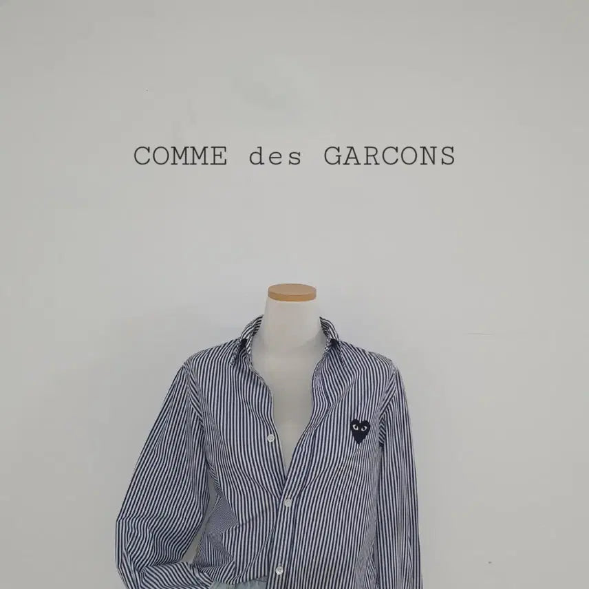 [BUNJANG] Comme des Garçons Striped Shirt Black Appliqué / No.26071906 꼼데가르송 스트라이프 셔츠 블랙와펜