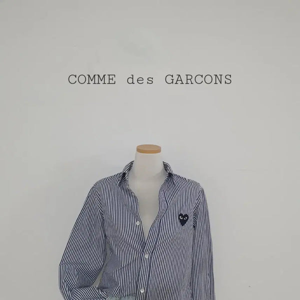 [BUNJANG] Comme des Garçons Striped Shirt Black Appliqué / No.26071906 꼼데가르송 스트라이프 셔츠 블랙와펜