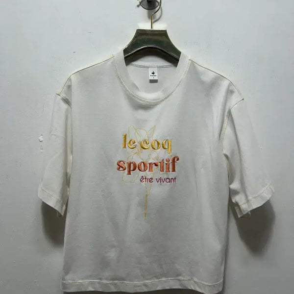 [BUNJANG] Le Coq Sportif Embroidered T-Shirt White S / 르꼬끄 스포르티브 자수 반팔 티셔츠 화이트 S