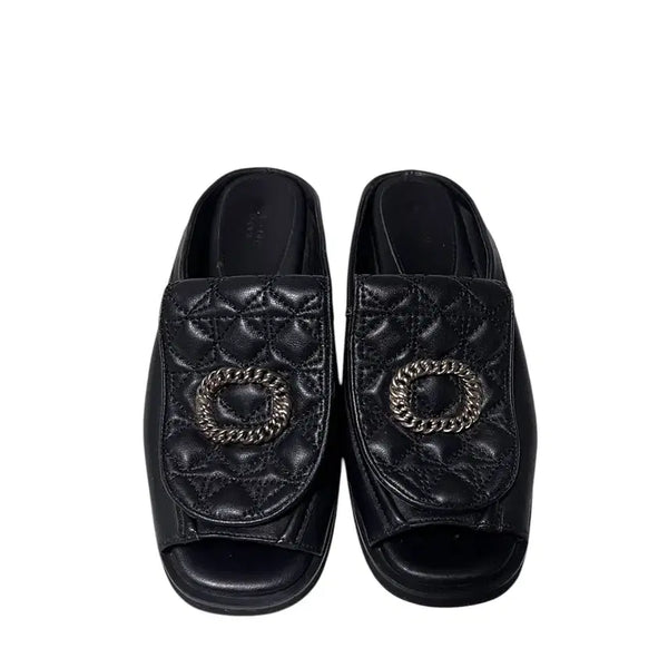 [BUNJANG] SUECOMMA BONNIE Quilted Chain Mules Black / 슈콤마보니 퀼팅 체인 뮬 블랙