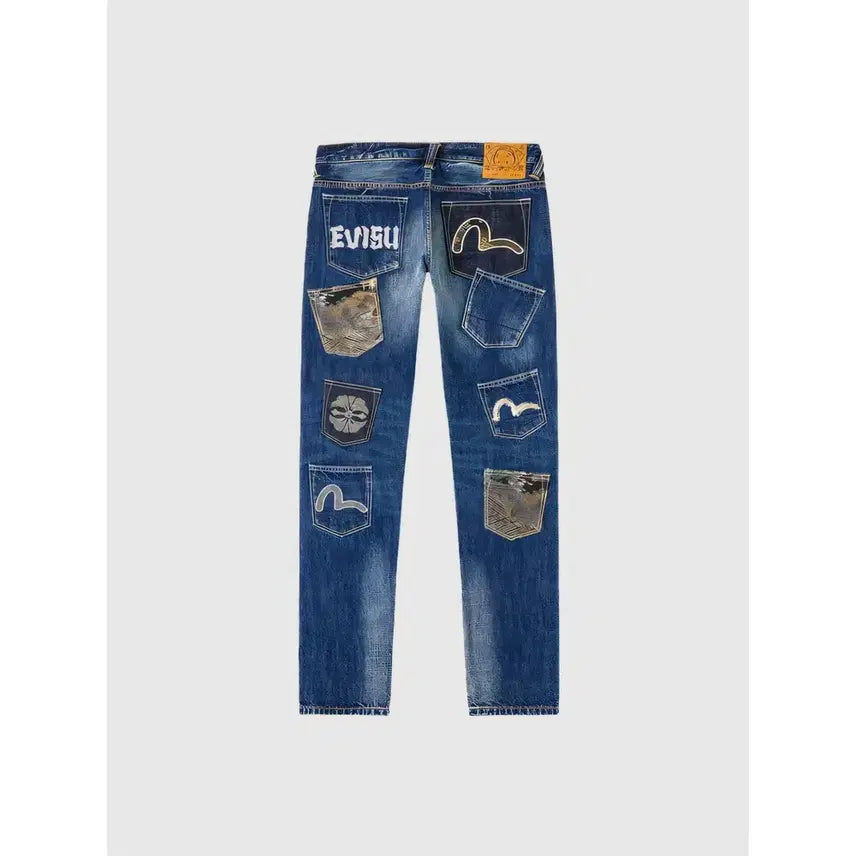 [BUNJANG] EVISU Tapered Fit Denim Pants with Seagull Logo Embroidery / 에비수 멀티포켓 갈매기로고자수 테이퍼핏 데님팬츠