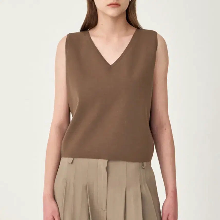 [BUNJANG] TheCashmere Two-Way Sleeveless Knit Top (Brown) / 더캐시미어 투웨이 슬리브리스 니트 탑 (brown)