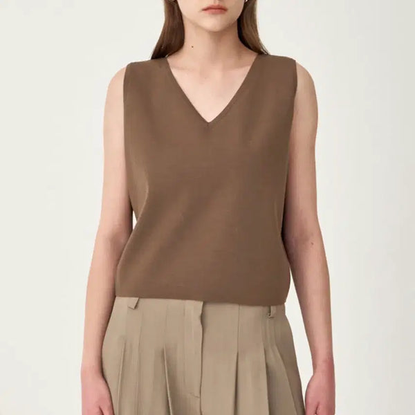 [BUNJANG] TheCashmere Two-Way Sleeveless Knit Top (Brown) / 더캐시미어 투웨이 슬리브리스 니트 탑 (brown)