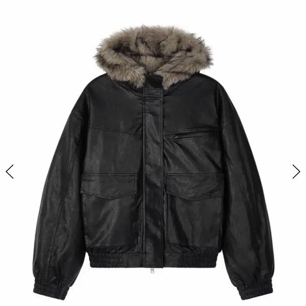 [BUNJANG] Sandrick Reversible Fur Leather Jumper - Beige / Black / 샌드릭 REVERSIBLE FUR LEATHER JUMPER_BEIGE / BLACK