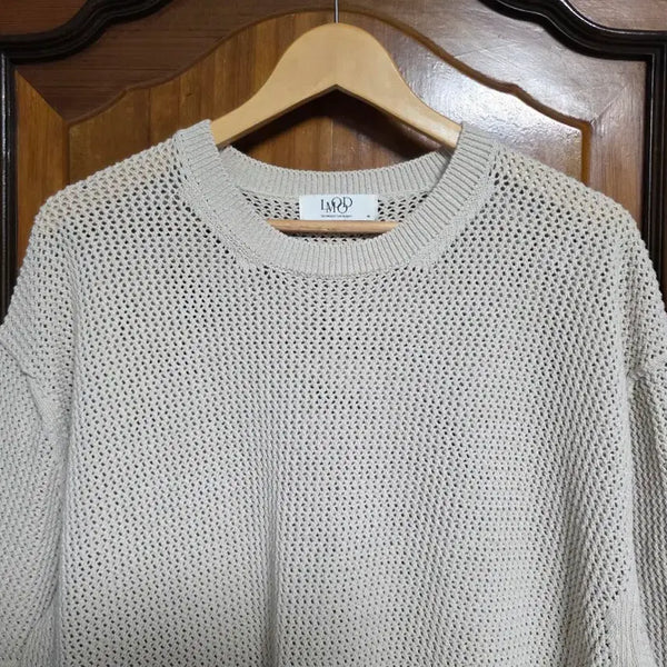 [BUNJANG] LMOOD Braid Half Sleeve Knit - Beige XL / LMOOD 엘무드 여름 니트 48 XL 베이지 반팔 티셔츠 무신사 등산 캠핑 골프 러닝