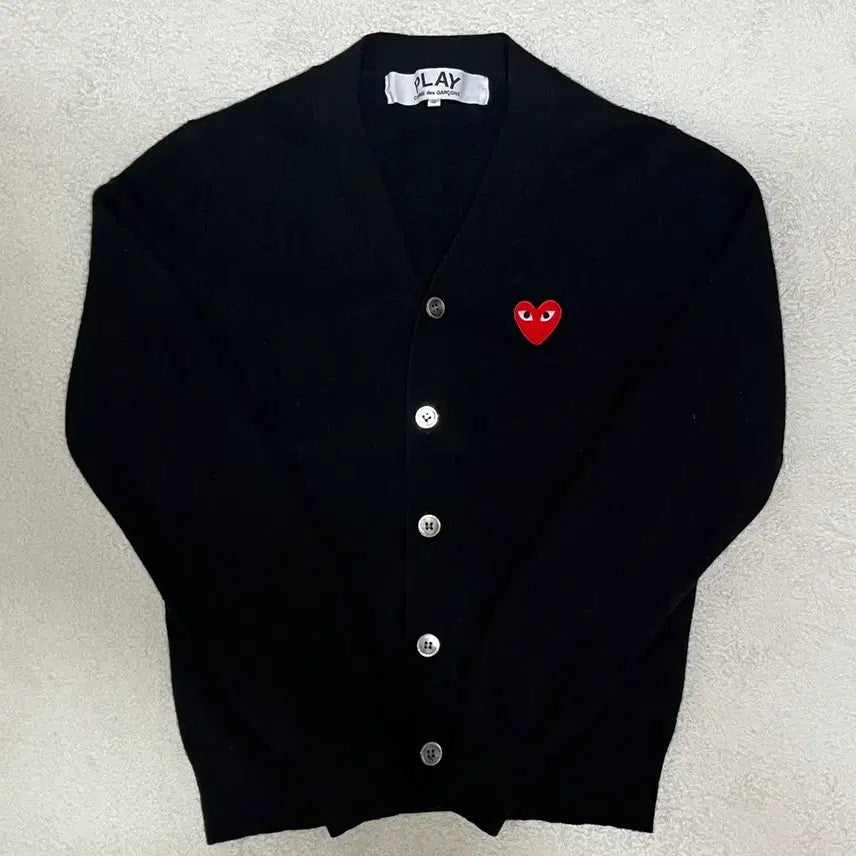 [BUNJANG] Comme des Garçons Red Emblem Black Cardigan / 꼼데가르송 레드와펜 블랙 가디건