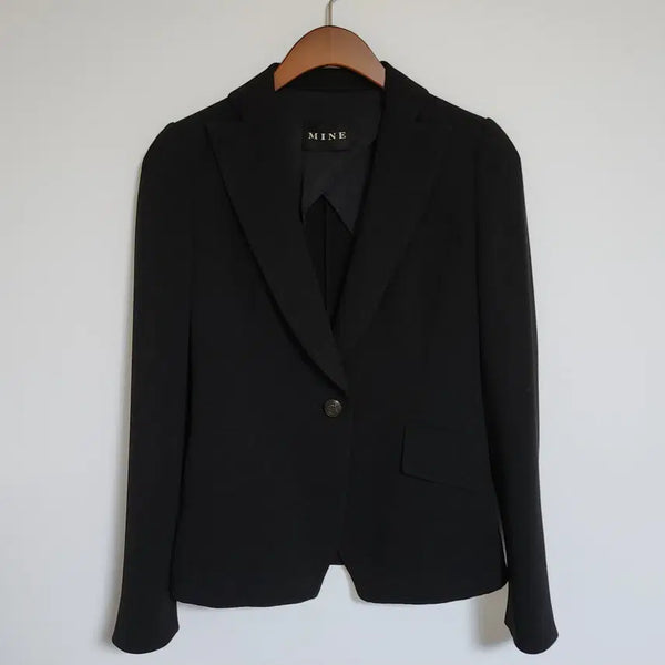 [BUNJANG] Mine Black Single-Button Blazer Jacket / [76-90-155] 마인 블랙 여성 블레이저 자켓 여자 원버튼 G137