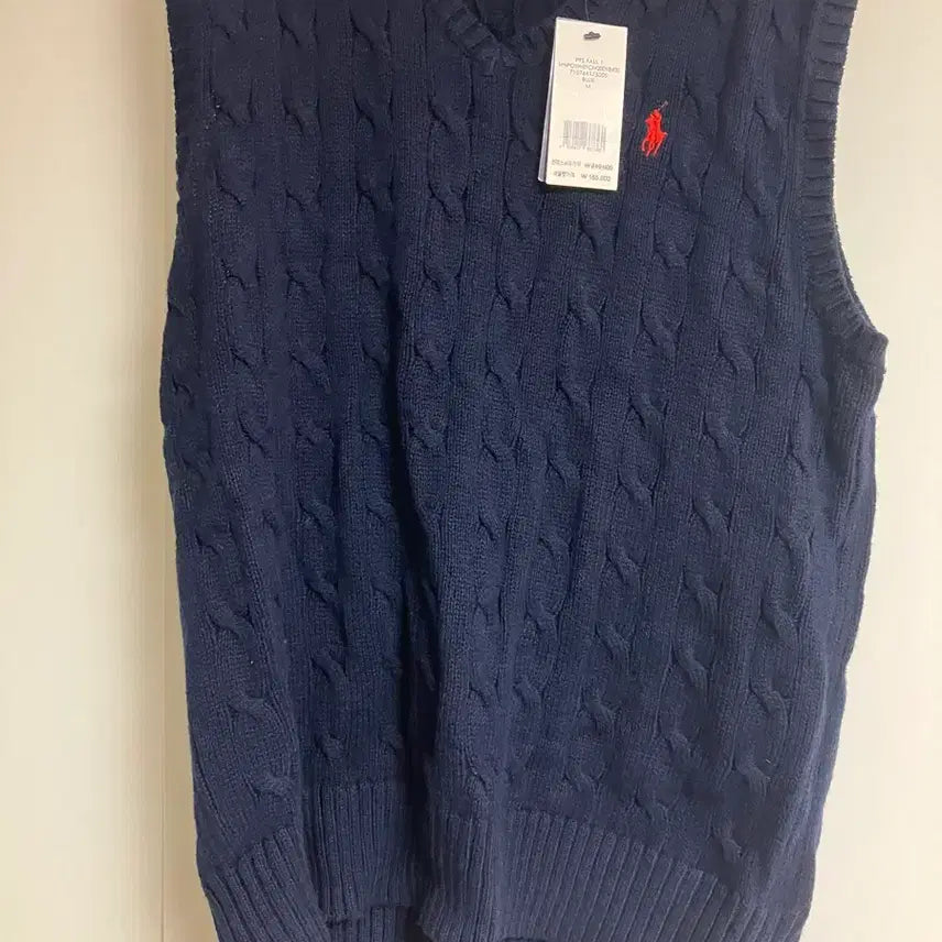 [BUNJANG] Polo Ralph Lauren Cable Knit Vest Navy / 폴로 랄프로렌 케이블 니트 베스트 네이비