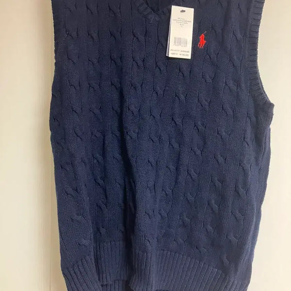 [BUNJANG] Polo Ralph Lauren Cable Knit Vest Navy / 폴로 랄프로렌 케이블 니트 베스트 네이비