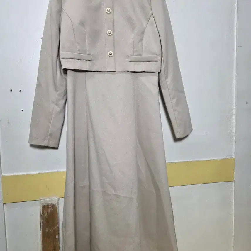 [BUNJANG] Beige Jacket Long Dress / S[BLANK],.베이지 자켓 롱원피스 가슴45.길이 110cm 여