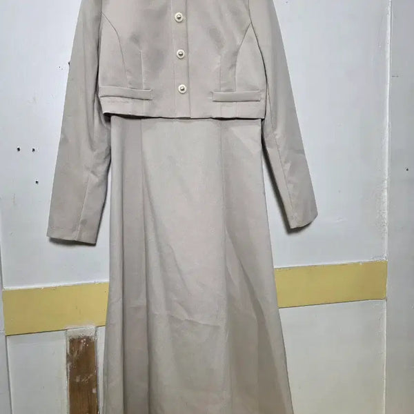 [BUNJANG] Beige Jacket Long Dress / S[BLANK],.베이지 자켓 롱원피스 가슴45.길이 110cm 여