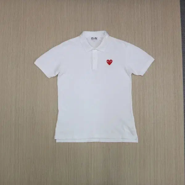 [BUNJANG] Comme des Garçons Red Heart Appliqué Polo T-Shirt (L) / (L) 꼼데가르송 레드하트와펜 폴로 반팔