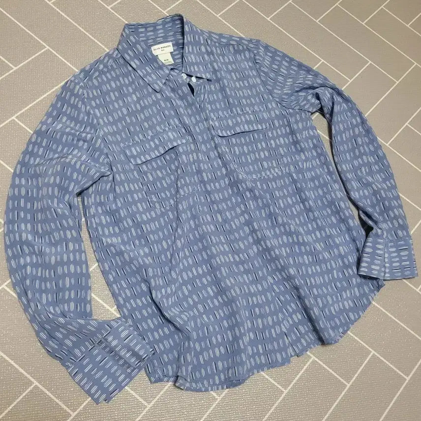 [BUNJANG] Club Monaco Printed Silk Shirt - Blue/Light Blue, Size M / 클럽 모나코 실크 프린티드 셔츠 M