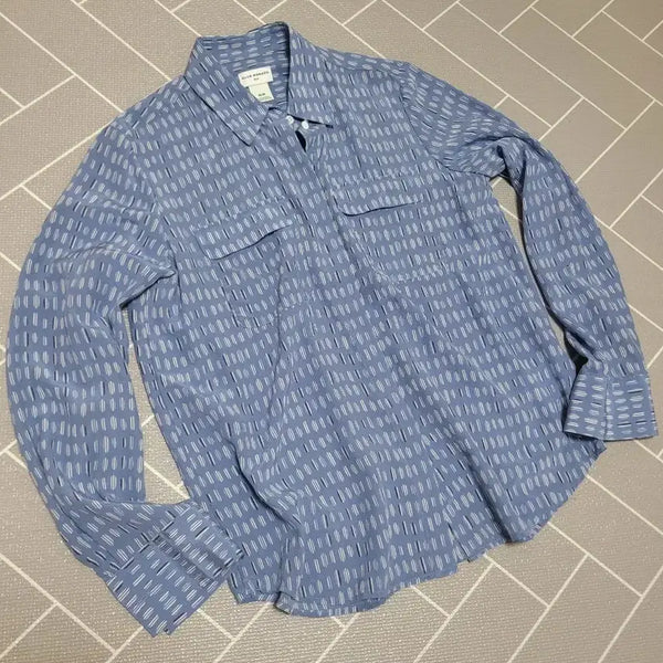 [BUNJANG] Club Monaco Printed Silk Shirt - Blue/Light Blue, Size M / 클럽 모나코 실크 프린티드 셔츠 M