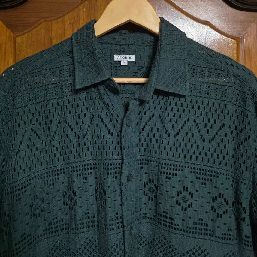 [BUNJANG] ANOBLIR Summer Knit Shirt Dark Green (M) / ANOBLIR 아노블리어 셔츠 M 100 새상품 다크 그린 시원한 여름 반팔 니트 티셔츠 무신사 캠핑 골프 등산 러닝