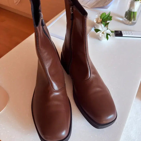 [BUNJANG] Wither Road Armin Square Ankle Boots Brown 280 / 위더로드 / 아르민 스퀘어 앵클부츠/ 브라운 / 280