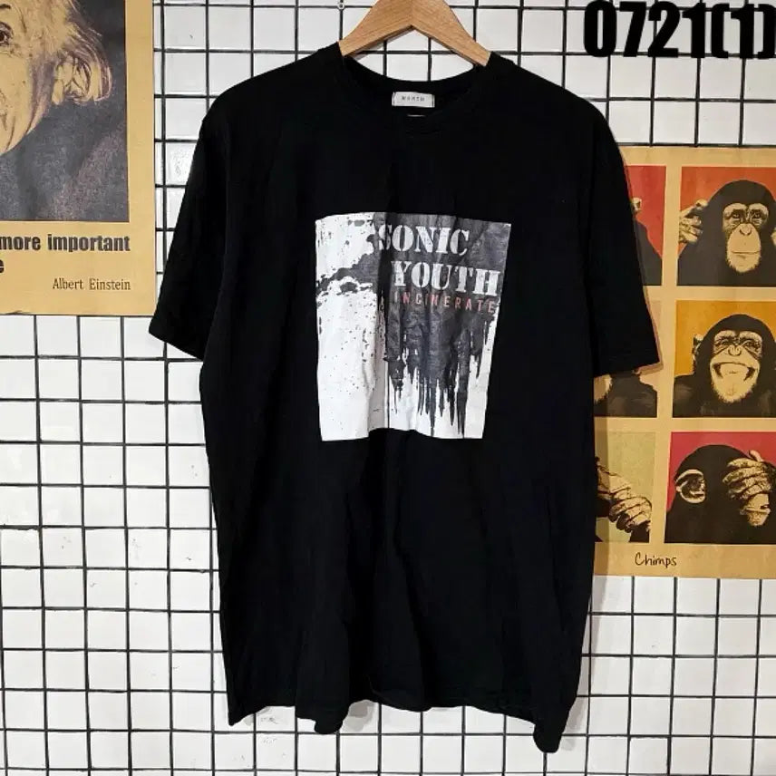 [BUNJANG] Month Printing Short-Sleeve T-Shirt Black L / Month 프린팅 반팔 티셔츠 블랙 L