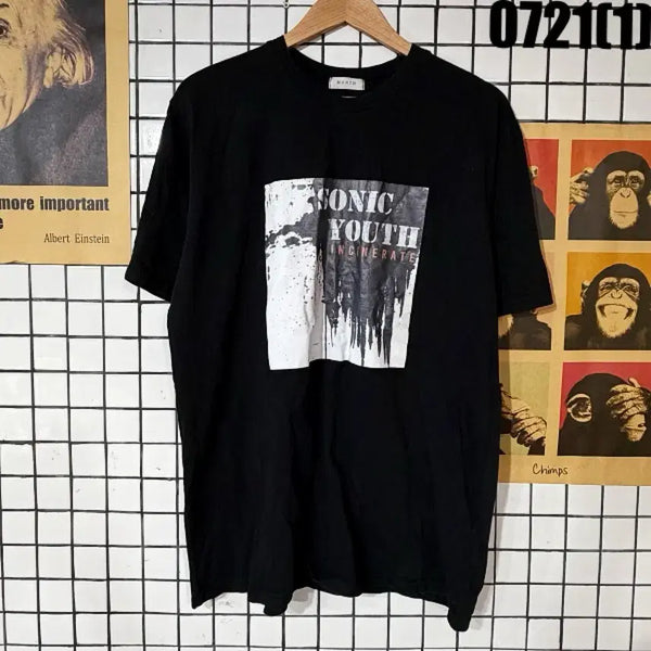 [BUNJANG] Month Printing Short-Sleeve T-Shirt Black L / Month 프린팅 반팔 티셔츠 블랙 L