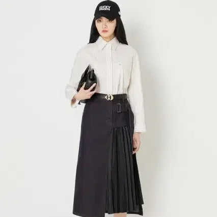 [BUNJANG] Lucky Chouette Metal Point Stripe Shirt Size 36 / 럭키슈에뜨 메탈 포인트 스트라이프 셔츠 36 사이즈  정품