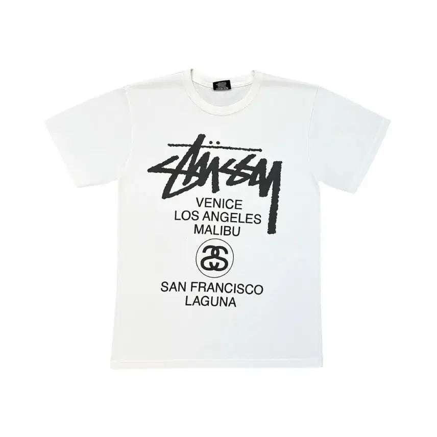 [BUNJANG] Stussy World Tour Short Sleeve T-Shirt White / 스투시 월드투어 반팔티
