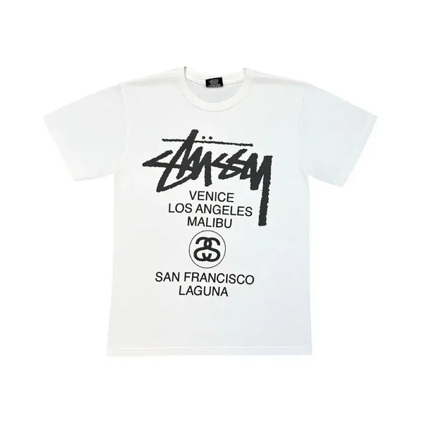 [BUNJANG] Stussy World Tour Short Sleeve T-Shirt White / 스투시 월드투어 반팔티