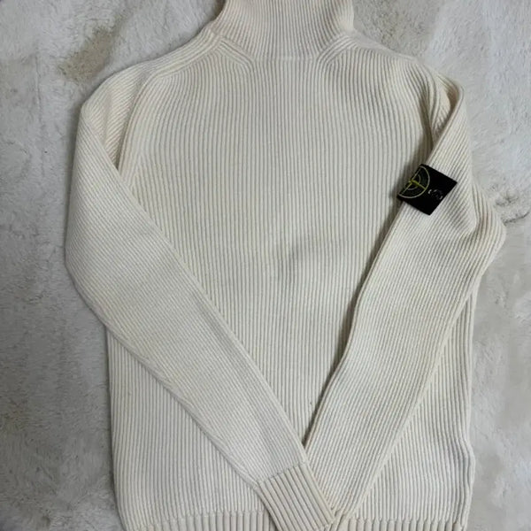 [BUNJANG] Stone Island Mock Neck Sweater Ivory / 스톤아일랜드 목티 아이보리 (정품)