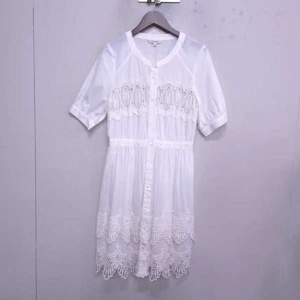[BUNJANG] La Babite White Lace Cotton Dress / la babite) 화이트 레이스 순면 원피스 - 80