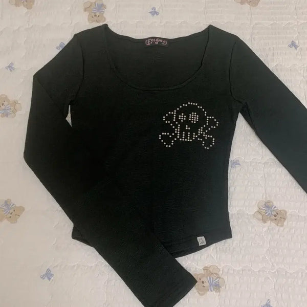 [BUNJANG] Eessay Sweet Skully Tee - Black / 에세이 eessay SWEET SKULLY TEE - BLACK