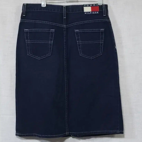 [BUNJANG] Tommy Hilfiger Canada Production Stitch Denim Midi Skirt / 타미힐피거 정품 캐나다 생산 스티치 데님 스커트 청치마 28 29 치마 토미 힐피거 진