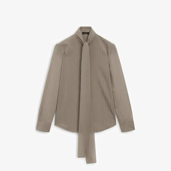 [BUNJANG] Massimo Dutti Striped Shirt with Necktie Detail (Size S) / [새상품] 마시모두띠 셔츠 넥타이 디테일 스트라이프 s