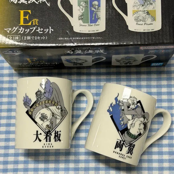 [BUNJANG] One Piece Wano Country Battle Zoro & Sanji Mug Cups (Bundle) / (2개일괄) 원피스 양익결전 쿠지 제일복권 E상 조로 상디 머그컵