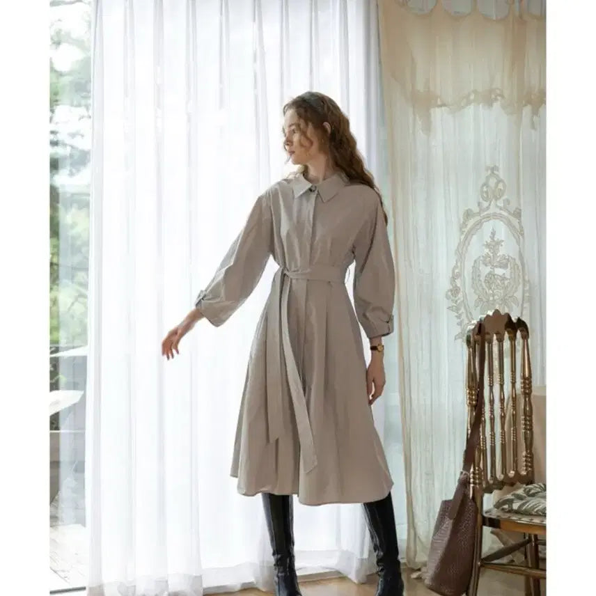 [BUNJANG] Proud Mary Belted Shirt Dress Light Grey / [미착용새상품/택o] 프라우드마리 벨티드 셔츠 드레스 라이트그레이
