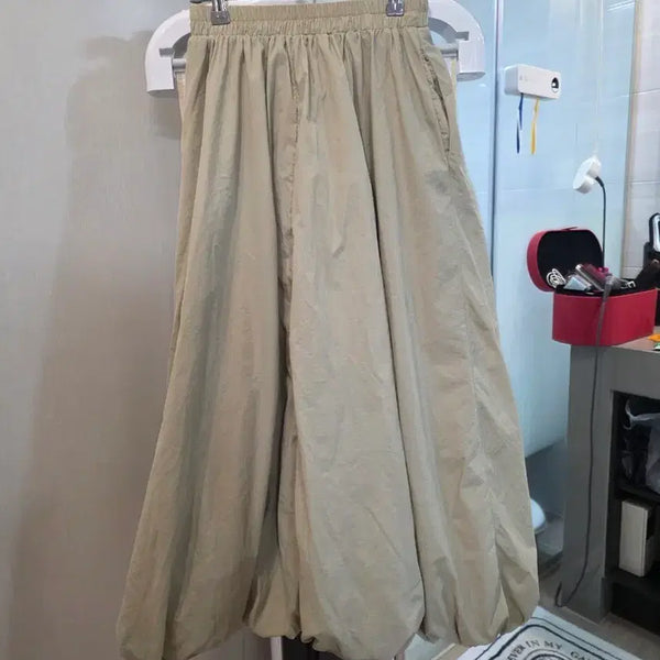 [BUNJANG] Beige Balloon Midi Skirt One Size / 베이지 벌룬 스커트 프리사이즈