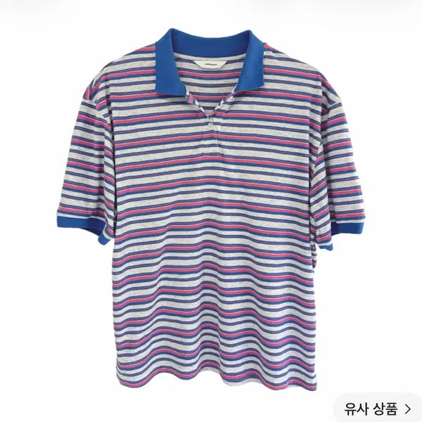 [BUNJANG] NonNone Summer Multi Stripe Polo Shirt Size 1 / 논노드 섬머 폴로 셔츠 멀티 스트라이프 1 사이즈