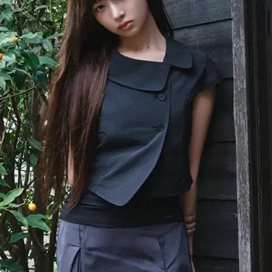 [BUNJANG] Miseki Seoul Crop Round Collar Jacket Black / 미세키서울 Crop round collar jacket BLACK