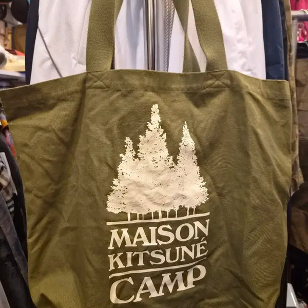 [BUNJANG] Maison Kitsuné Camp Canvas Eco Bag - Khaki / 메종키츠네 캠프 에코백 카키