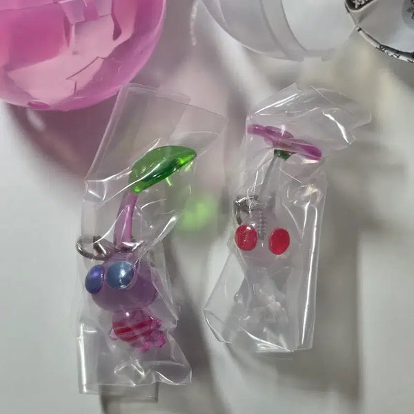[BUNJANG] Pikmin Mezushi Gacha 1st Edition Pink White Keyring / 피크민 메지루시 가챠 1탄 분홍 하양 키링
